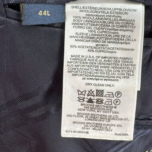 Brooks Brothers 1818 Madison Mens Black Blazer Size 44L 2-Button Imported Fabric - Picture 8 of 10